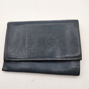 Amity Blue Soft Cowhide Leather Wallet American Classic Coin Snap